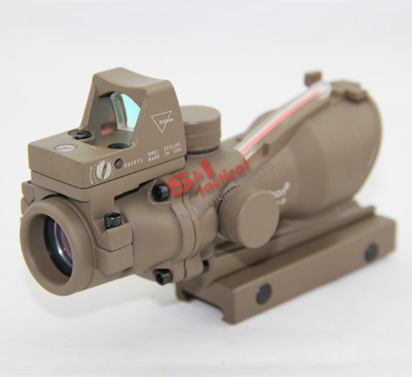 New Tactical ACOG 4x32 Style w/ Mini Red Dot Scope With Real Red